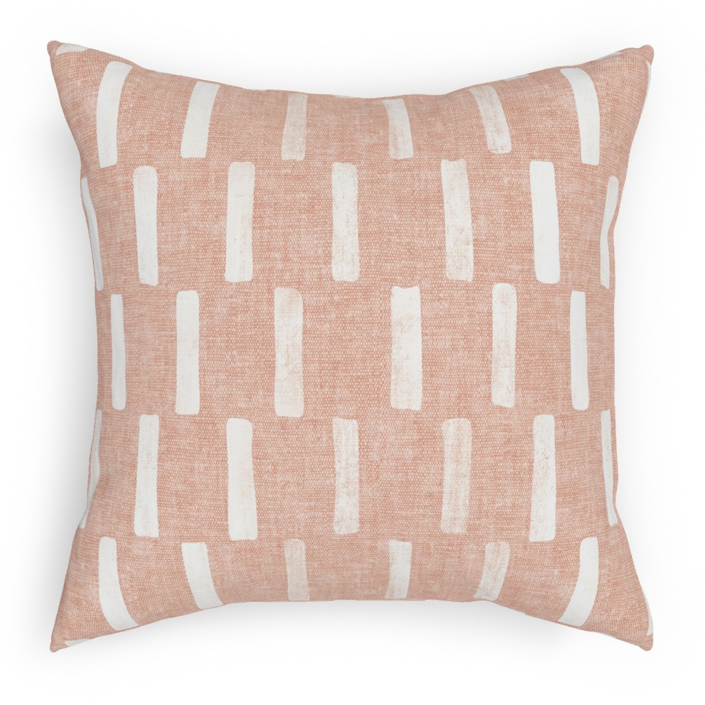 Boho Dash Block Print - Dusty Pink Pillow, Woven, Beige, 18x18, Single Sided, Pink