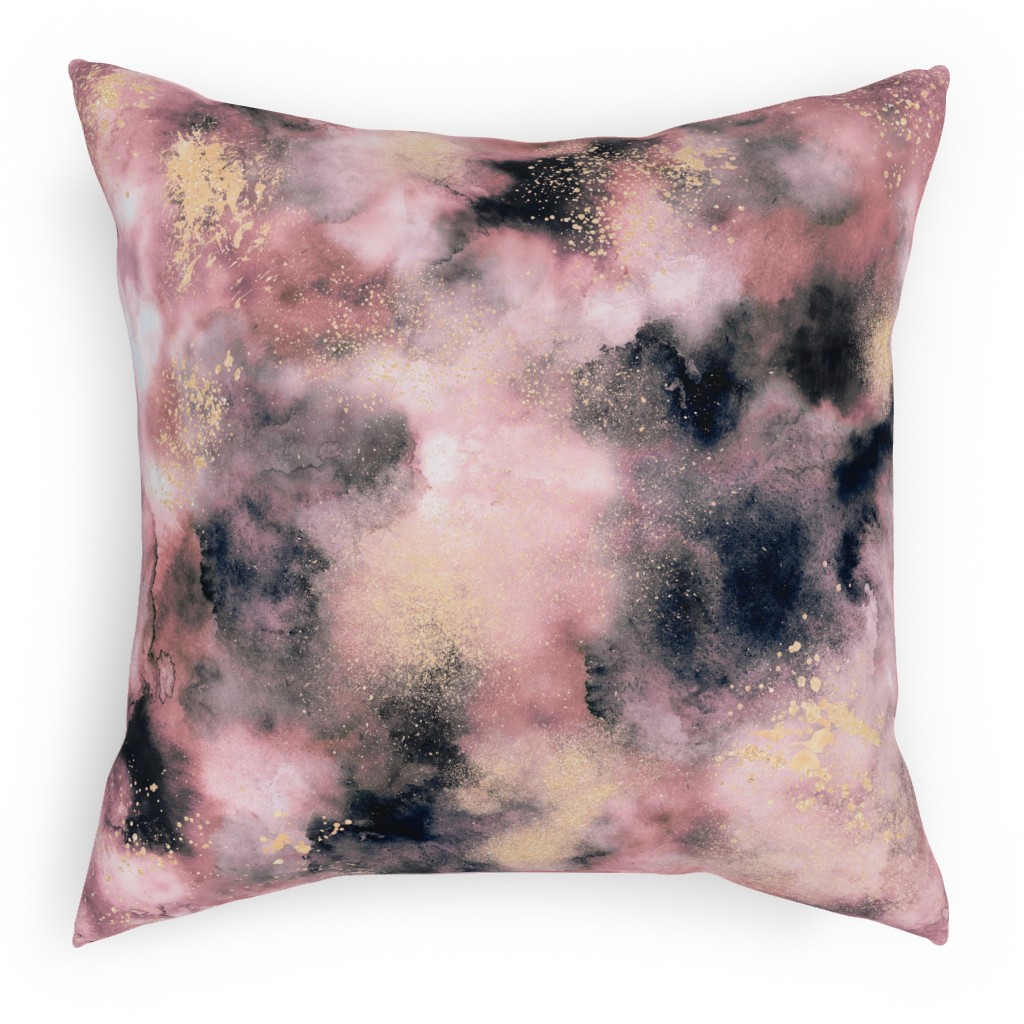 Watercolor Marble - Pink Pillow, Woven, Beige, 18x18, Single Sided, Pink, Bright Pink