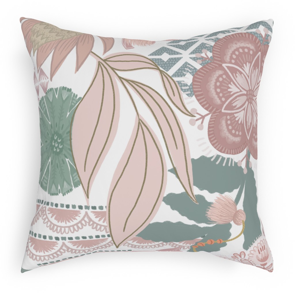 Boho Tropical Pillow, Woven, Beige, 18x18, Single Sided, Multicolor, Pearl