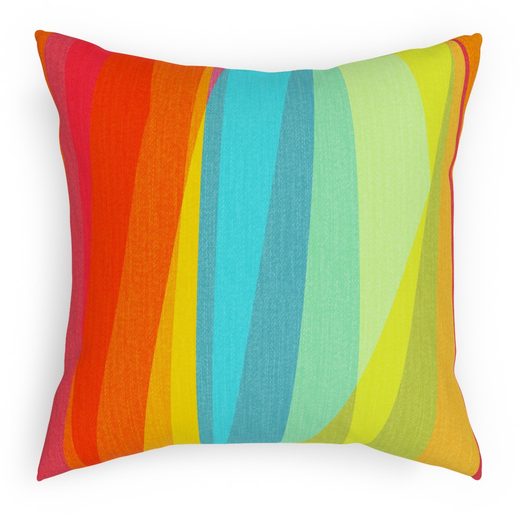 Geo Stripes Vertical - Multi Pillow, Woven, Beige, 18x18, Single Sided, Multicolor