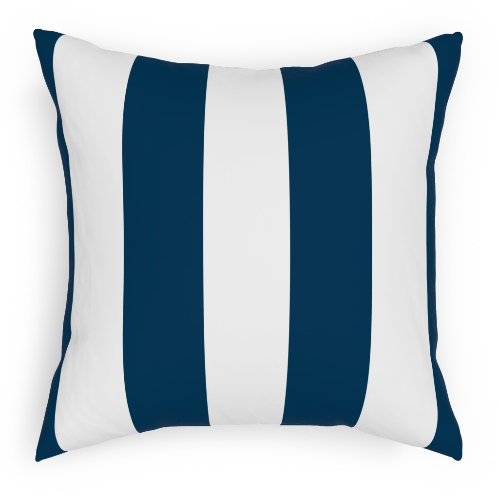Cabana Stripe - Navy and White Pillow, Woven, Beige, 18x18, Single Sided, Blue, True Blue