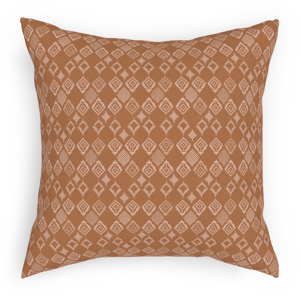 Boho Fair Isle - Rust Pillow, Woven, Beige, 18x18, Single Sided, Orange