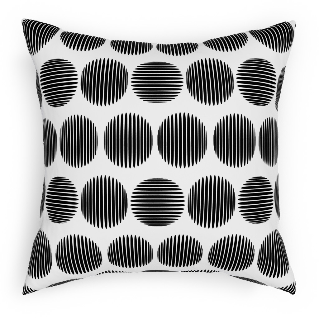 Tossed Spheres - Black and White Pillow, Woven, Beige, 18x18, Single Sided, Black