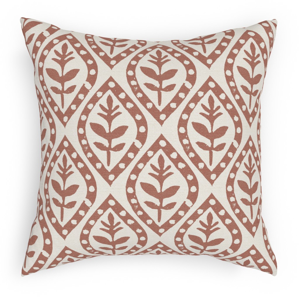 Molly's Print - Terracotta Pillow, Woven, Beige, 18x18, Single Sided, Brown, Brown