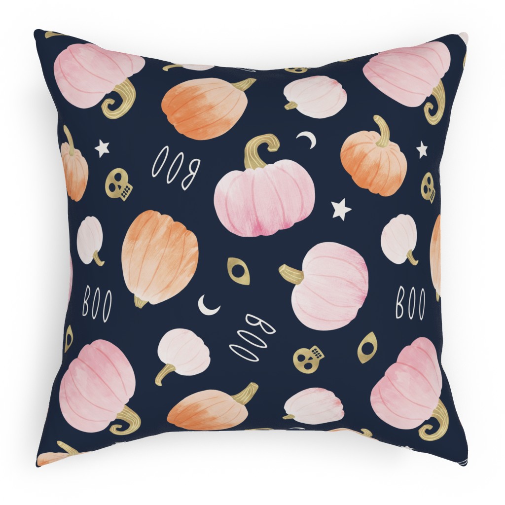 Halloween Pumpkins - Pastel Pillow, Woven, Beige, 18x18, Single Sided, Orange, Orange