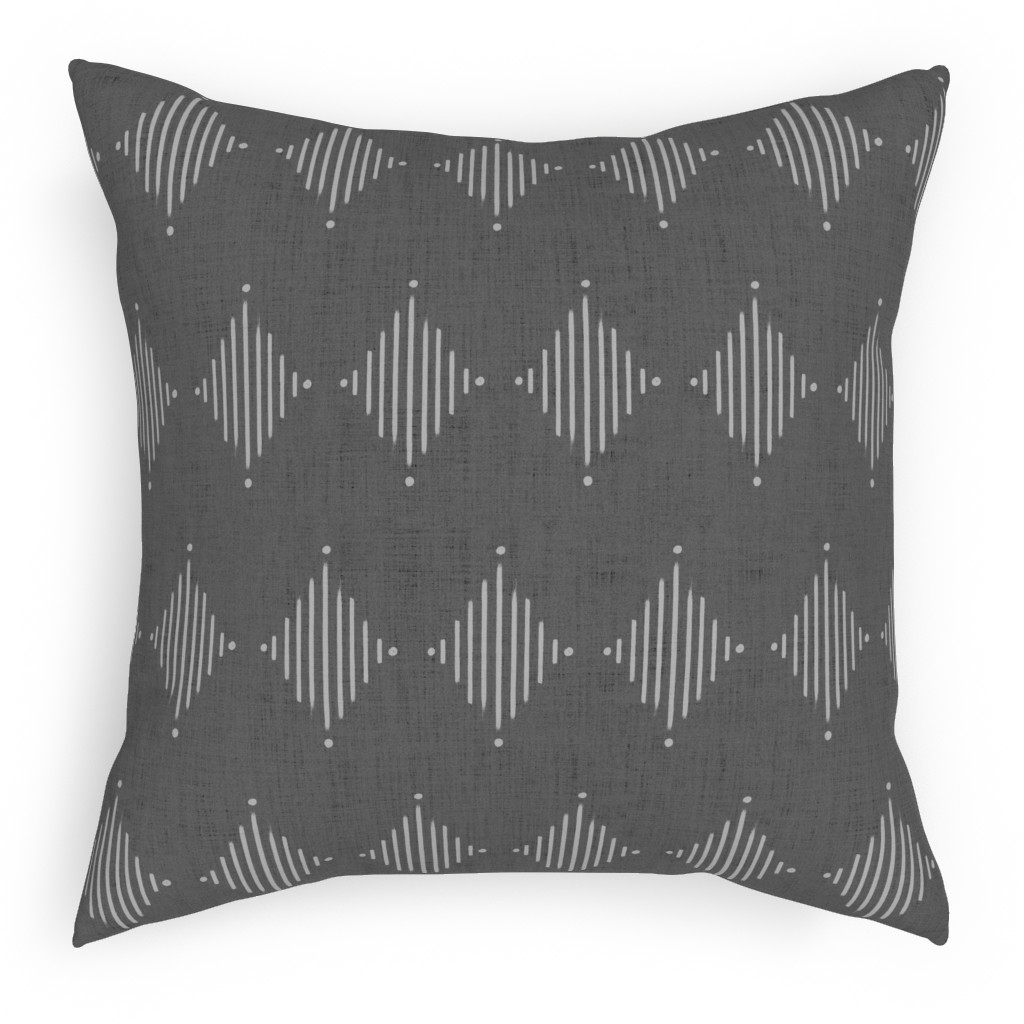 Brushed Diamond Lines Pillow, Woven, Beige, 18x18, Single Sided, Gray
