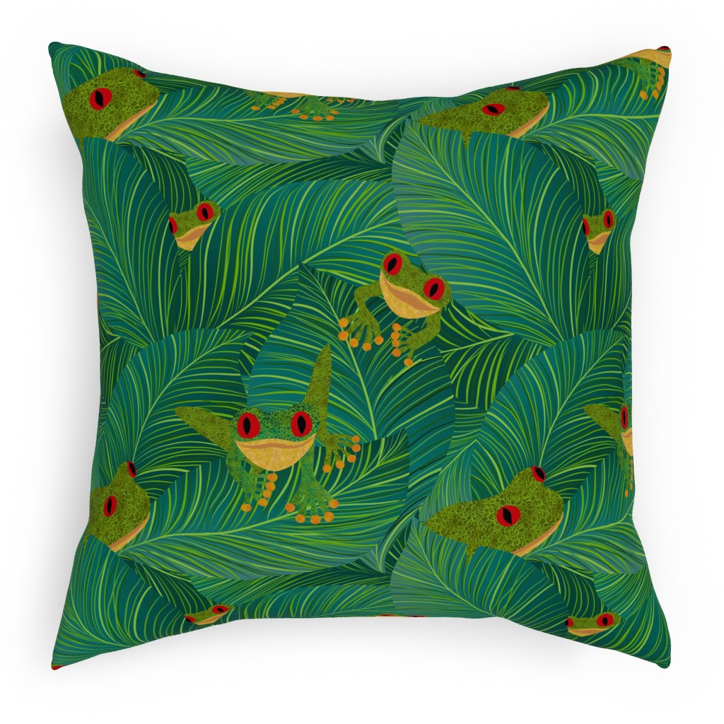 Island Peepers Pillow, Woven, Beige, 18x18, Single Sided, Green, Classic Green