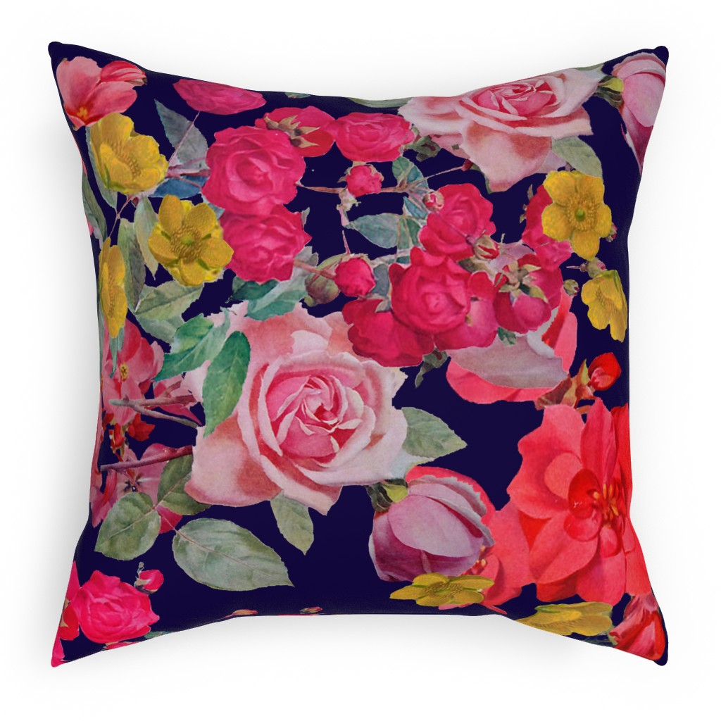 Antique Floral Print - Multi Pillow, Woven, Beige, 18x18, Single Sided, Multicolor