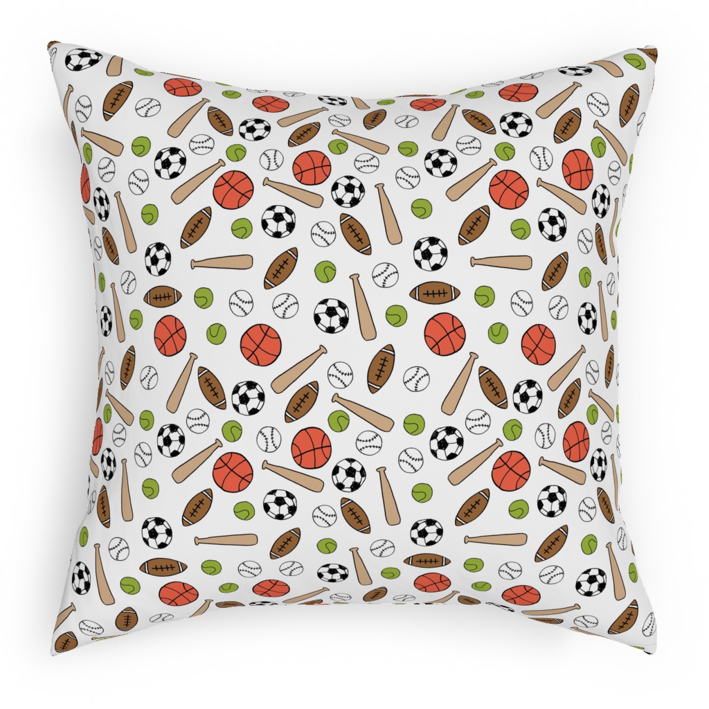Sports - Multicolor Pillow, Woven, Beige, 18x18, Single Sided, Multicolor