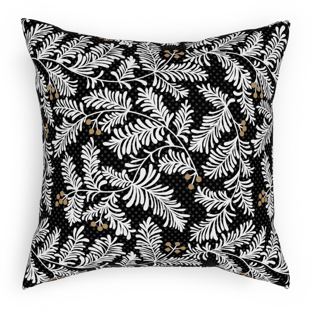 Winter Branches Pillow, Woven, Beige, 18x18, Single Sided, Black, Charcoal