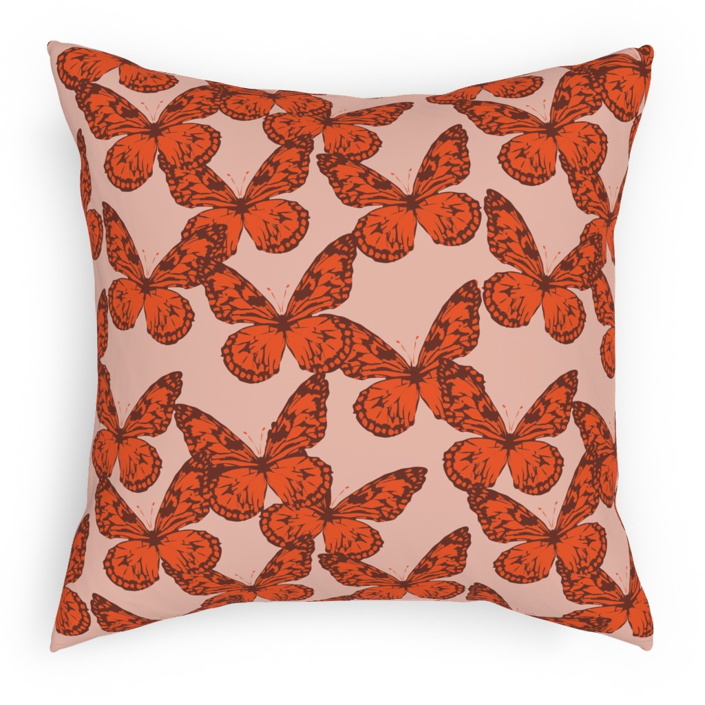 Butterfly Pillow, Woven, Beige, 18x18, Single Sided, Orange, Fawn