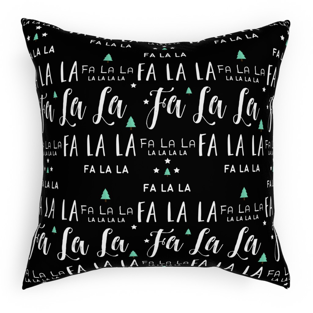 Fa La La La - Black Pillow, Woven, Beige, 18x18, Single Sided, Black
