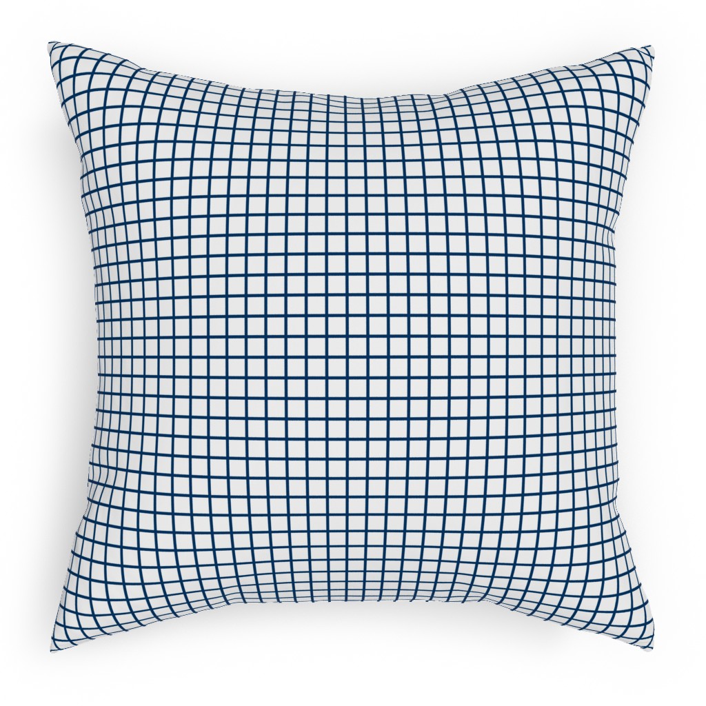 Grid - Navy and White Pillow, Woven, Beige, 18x18, Single Sided, Blue, True Blue