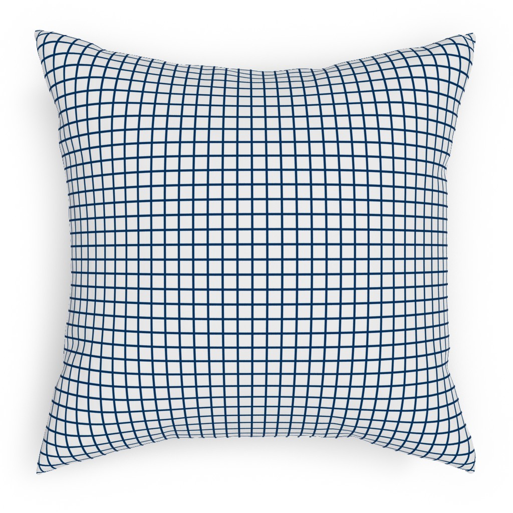 Grid - Navy and White Pillow, Woven, Beige, 18x18, Single Sided, Blue