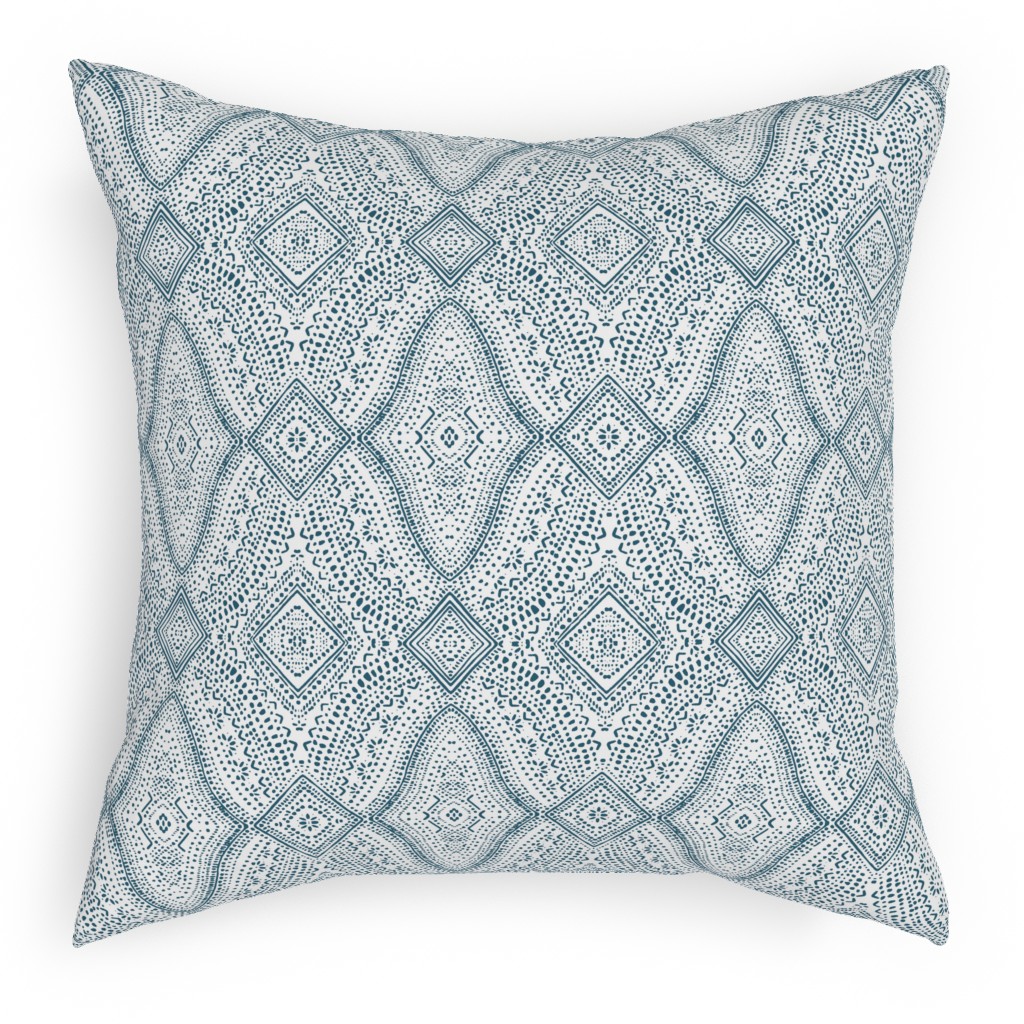 Tribal Dot - Navy Pillow, Woven, Beige, 18x18, Single Sided, Blue