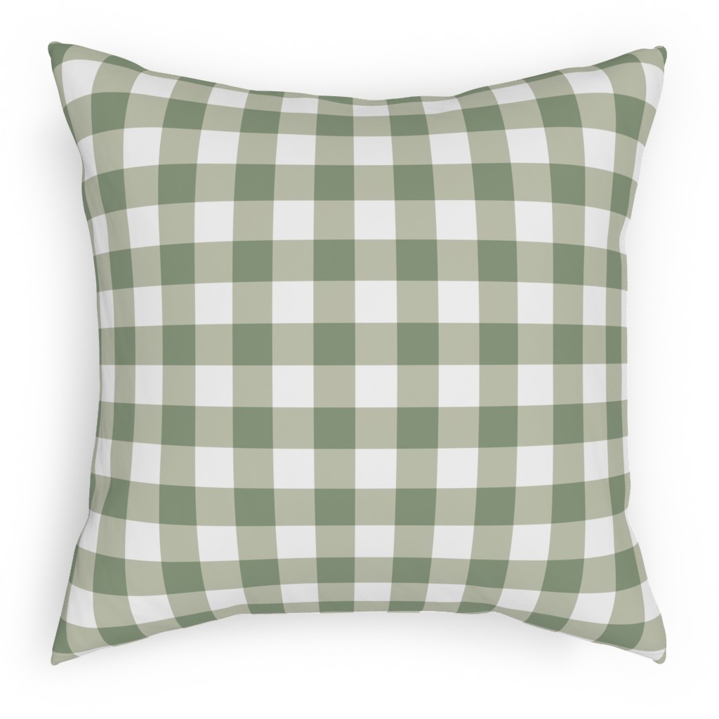 Plaid - Green Pillow, Woven, Beige, 18x18, Single Sided, Green, Classic Green