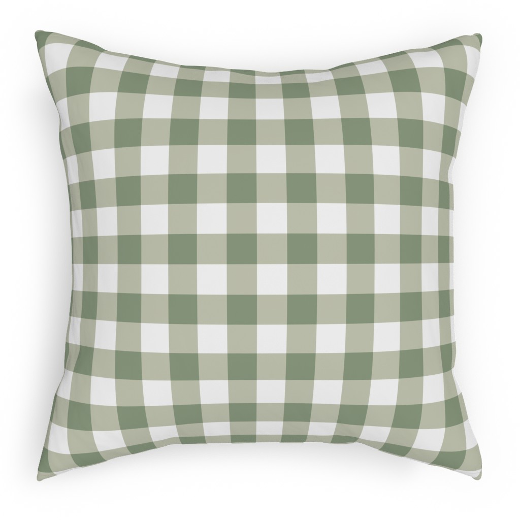 Plaid - Green Pillow, Woven, Beige, 18x18, Single Sided, Green