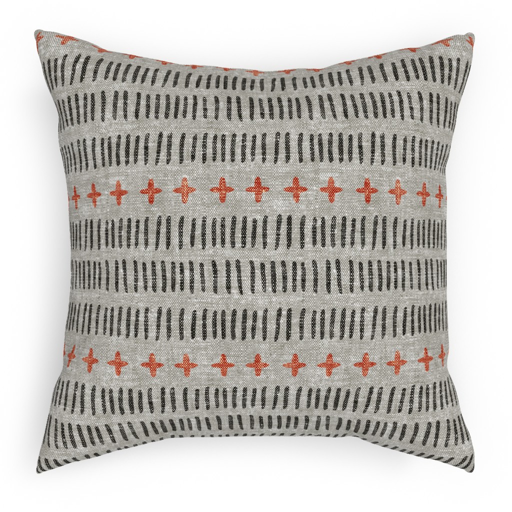 Modern Farmhouse Dash - Multi on Beige Pillow, Woven, Beige, 18x18, Single Sided, Gray