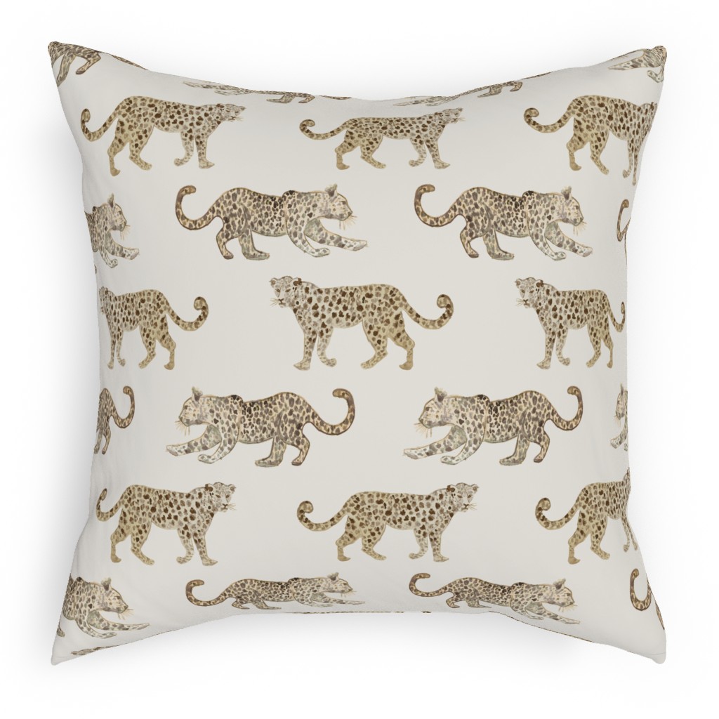Leopard Parade Pillow, Woven, Beige, 18x18, Single Sided, Beige, Antique White
