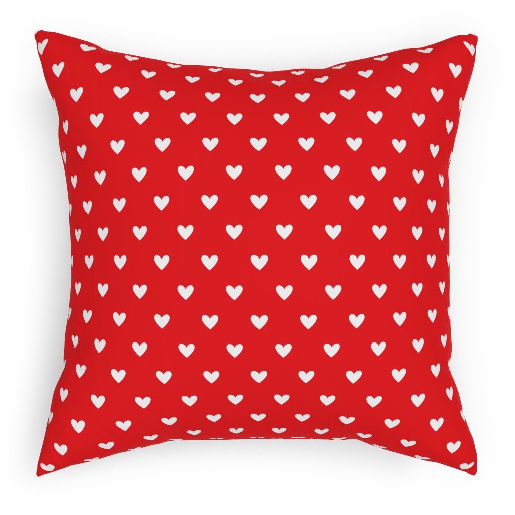 Love Hearts - Red Pillow, Woven, Beige, 18x18, Single Sided, Red