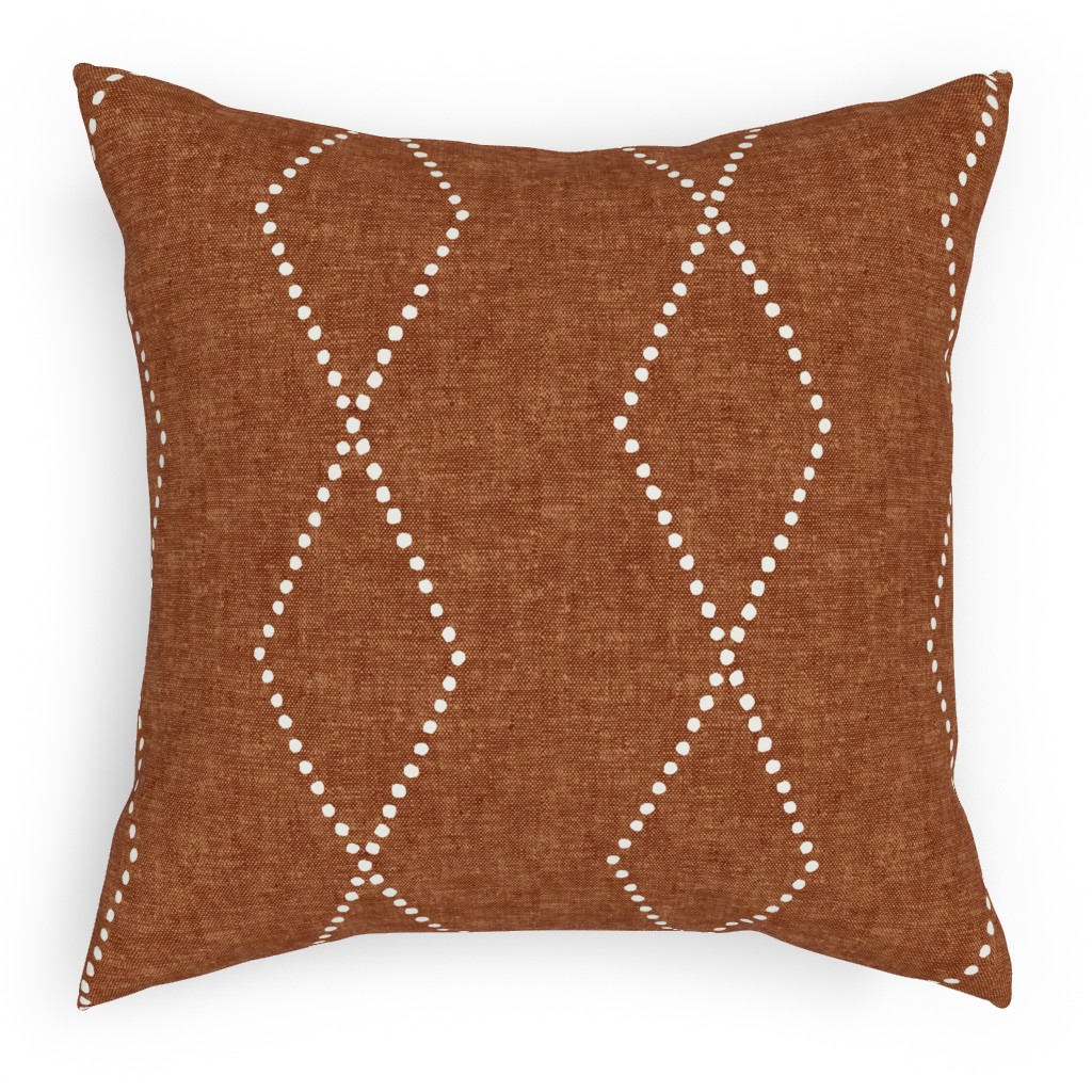 Geometric Diamond - Ginger Pillow, Woven, Beige, 18x18, Single Sided, Brown, Brown