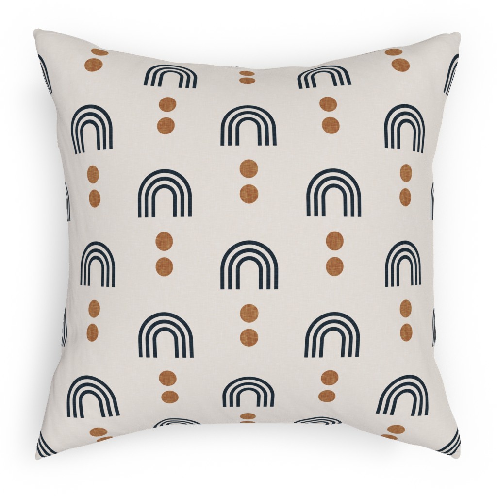 Aria Geometric Rainbow Pillow, Woven, Beige, 18x18, Single Sided, Beige