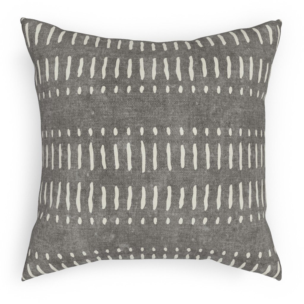 Dash Dot Stripes Pillow, Woven, Beige, 18x18, Single Sided, Gray