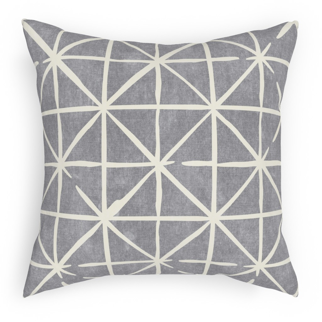 Geometric Triangles - Distressed - Grey Pillow, Woven, Beige, 18x18, Single Sided, Gray