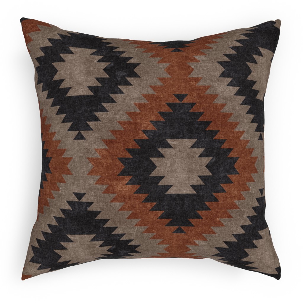 Tribal Southwest Boho Pillow, Woven, Beige, 18x18, Single Sided, Brown, Taupe