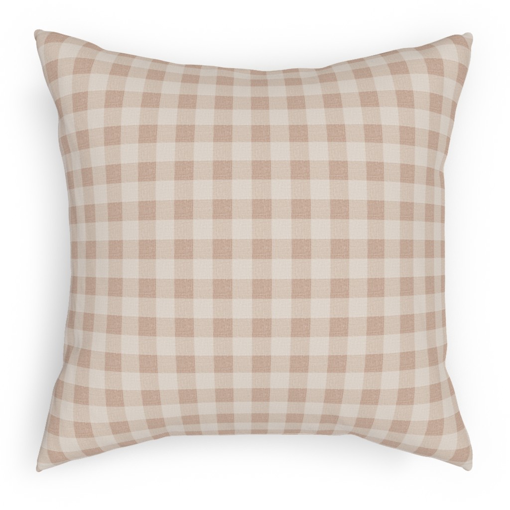Gingham in Dusty Blush Pinks Pillow, Woven, Beige, 18x18, Single Sided, Pink