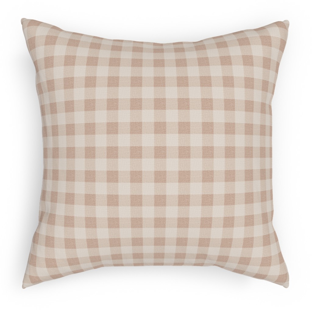 Gingham in Dusty Blush Pinks Pillow, Woven, Beige, 18x18, Single Sided, Pink, Bright Pink