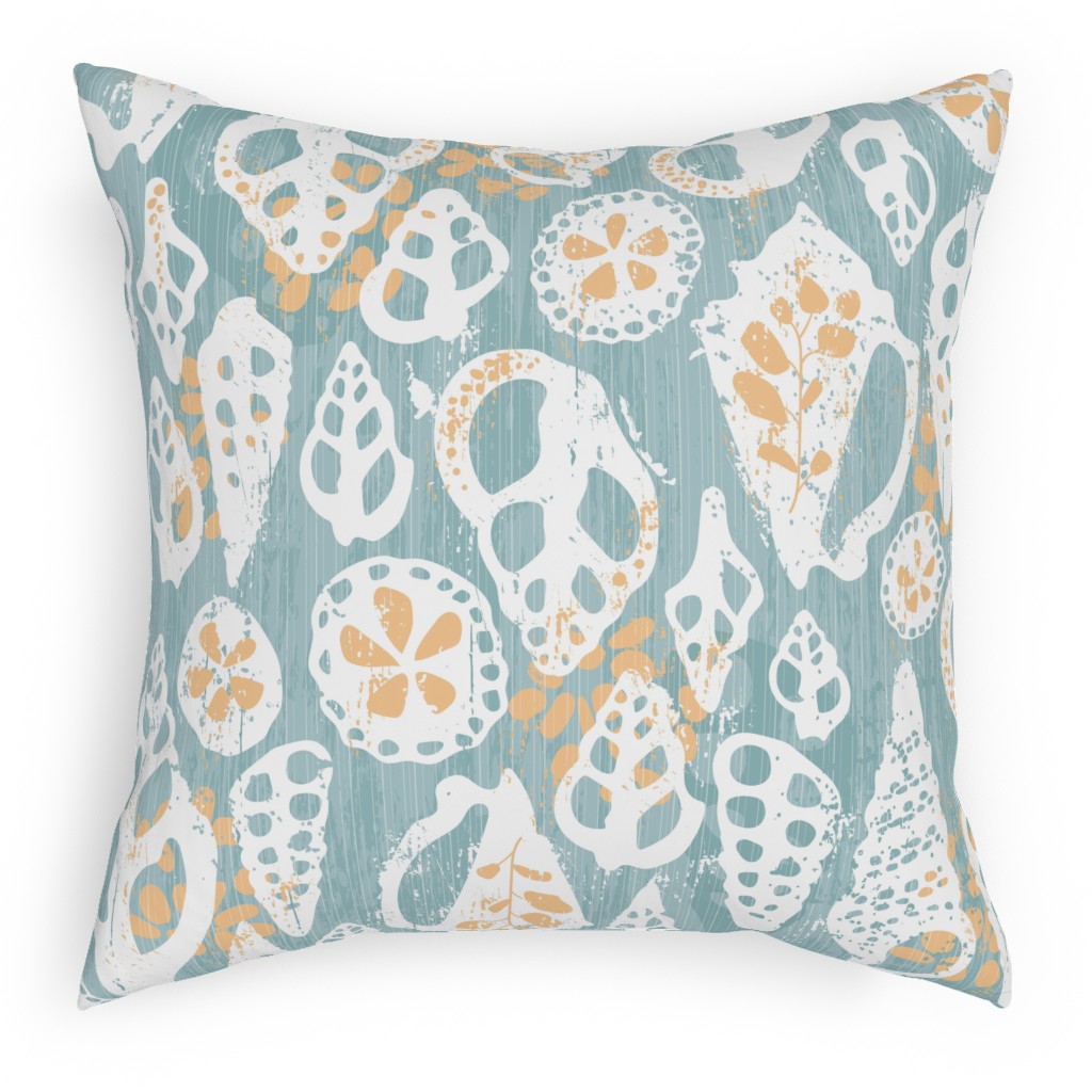 Beach Sunrise - Blue Pillow, Woven, Beige, 18x18, Single Sided, Blue, True Blue