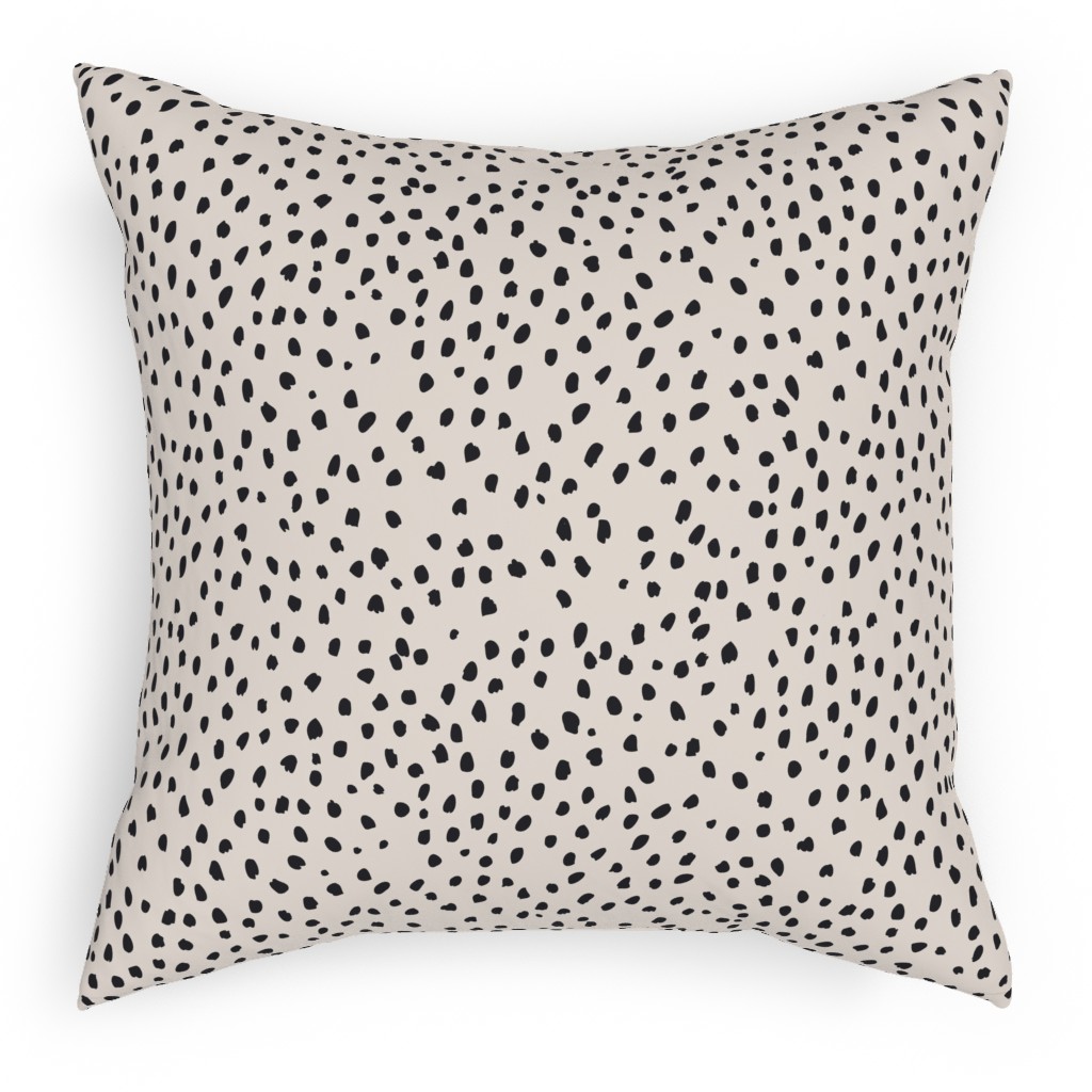 Black Marks - Creamy Beige Pillow, Woven, Beige, 18x18, Single Sided, Beige