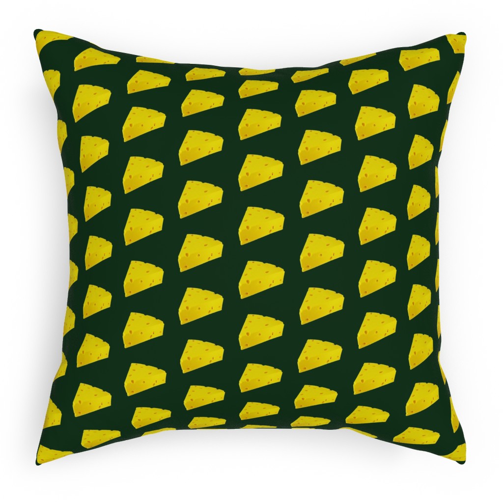 Cheese - Yellow on Dark Pillow, Woven, Black, 18x18, Single Sided, Yellow, Classic Yellow