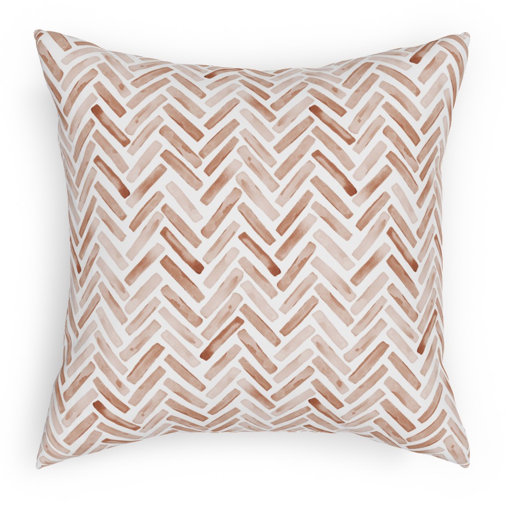 Painted Chevron Herringbone Pillow, Woven, Black, 18x18, Single Sided, Brown