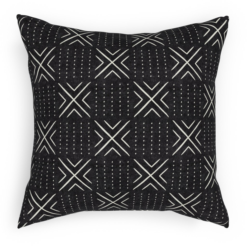 Mudcloth Tile - Onyx Pillow, Woven, Black, 18x18, Single Sided, Black