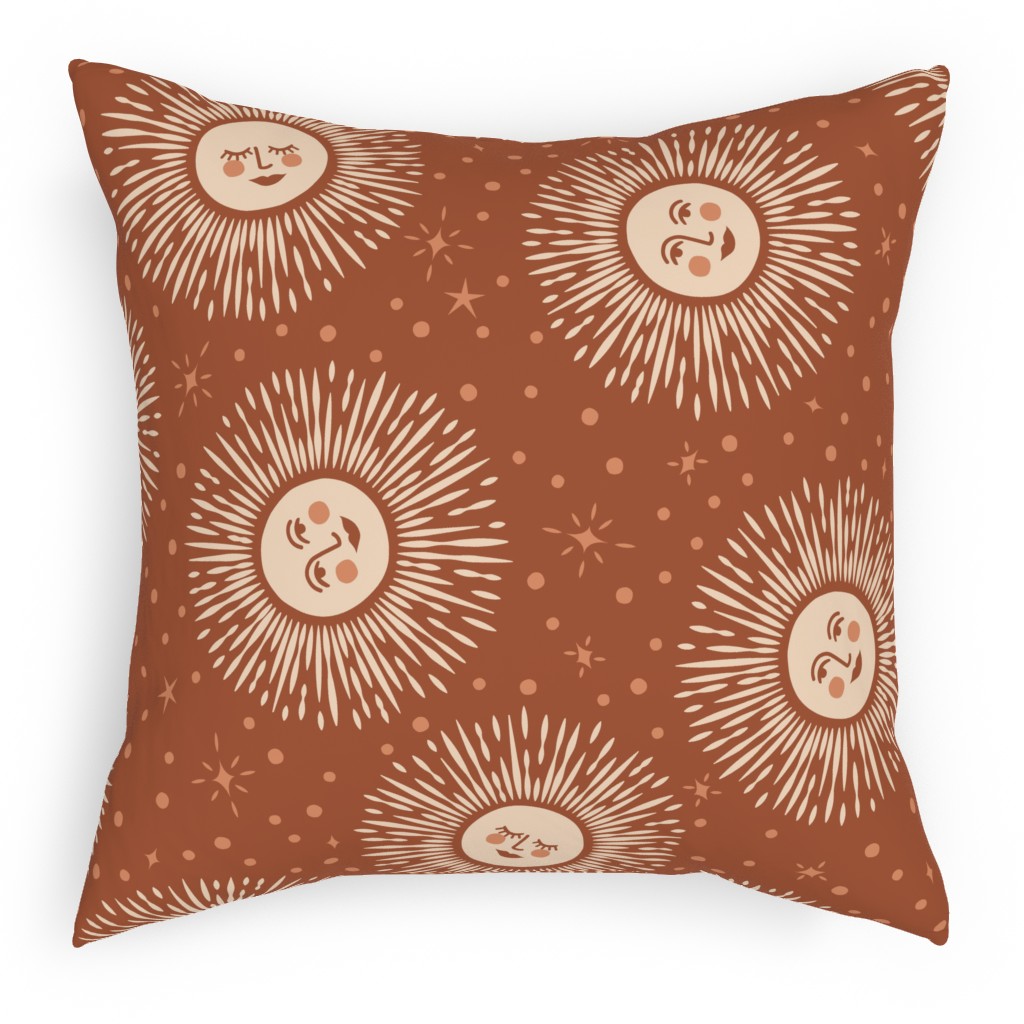 Golden Sun - Warm Pillow, Woven, Black, 18x18, Single Sided, Orange, Orange
