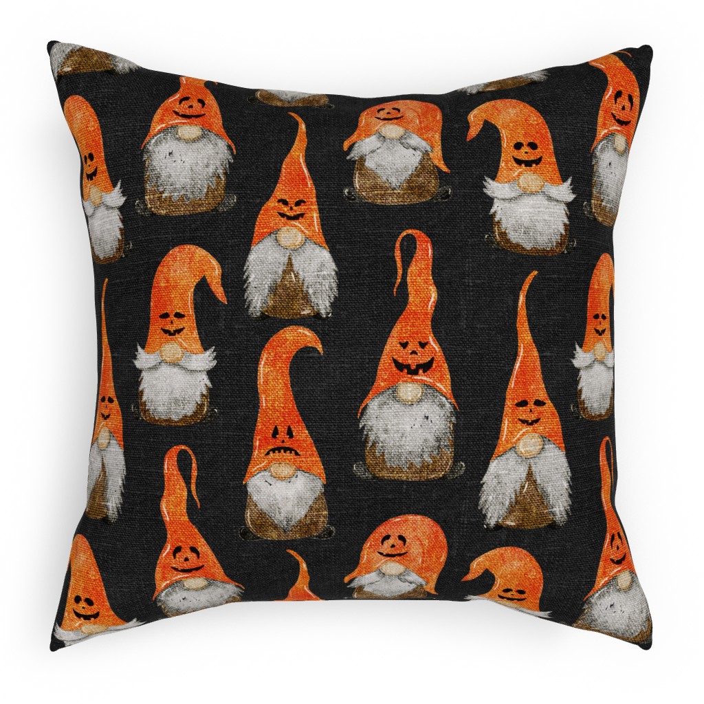 Festive Gnomes Pillow, Woven, Black, 18x18, Single Sided, Multicolor, Charcoal