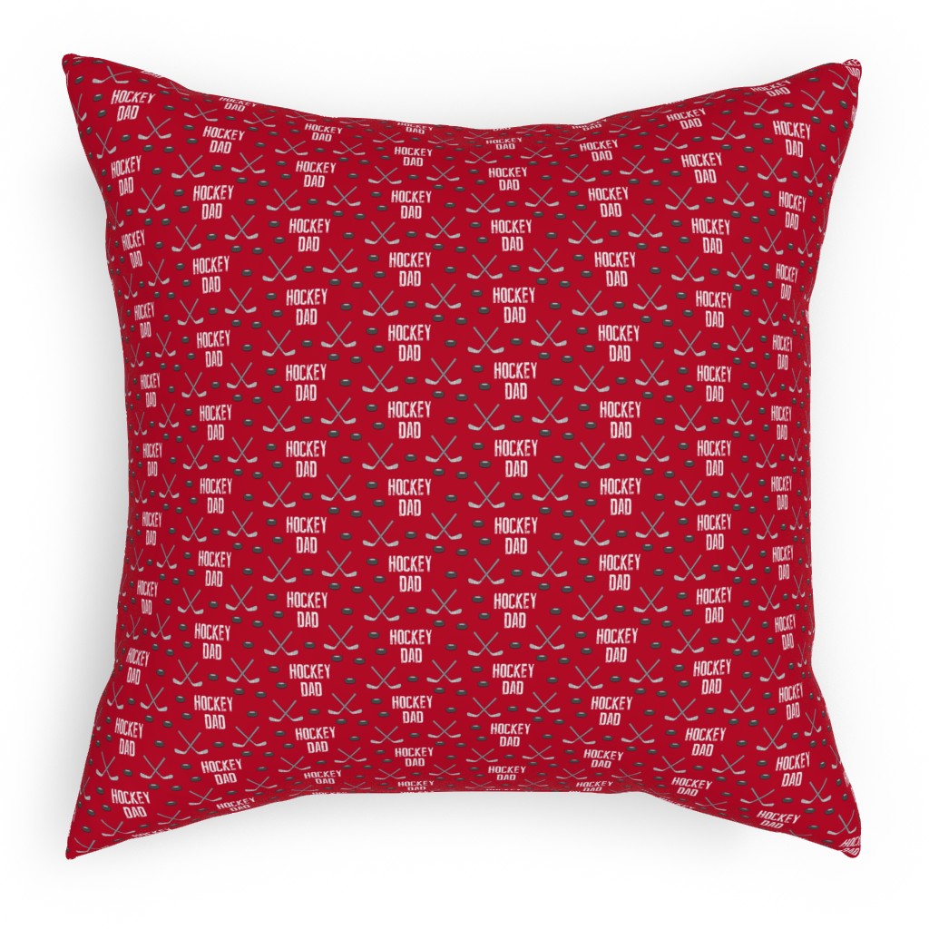 Hockey Dad - Red Pillow, Woven, Black, 18x18, Single Sided, Red