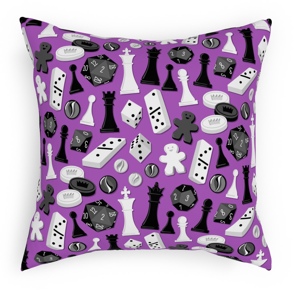 Game on Pillow, Woven, Black, 18x18, Single Sided, Purple