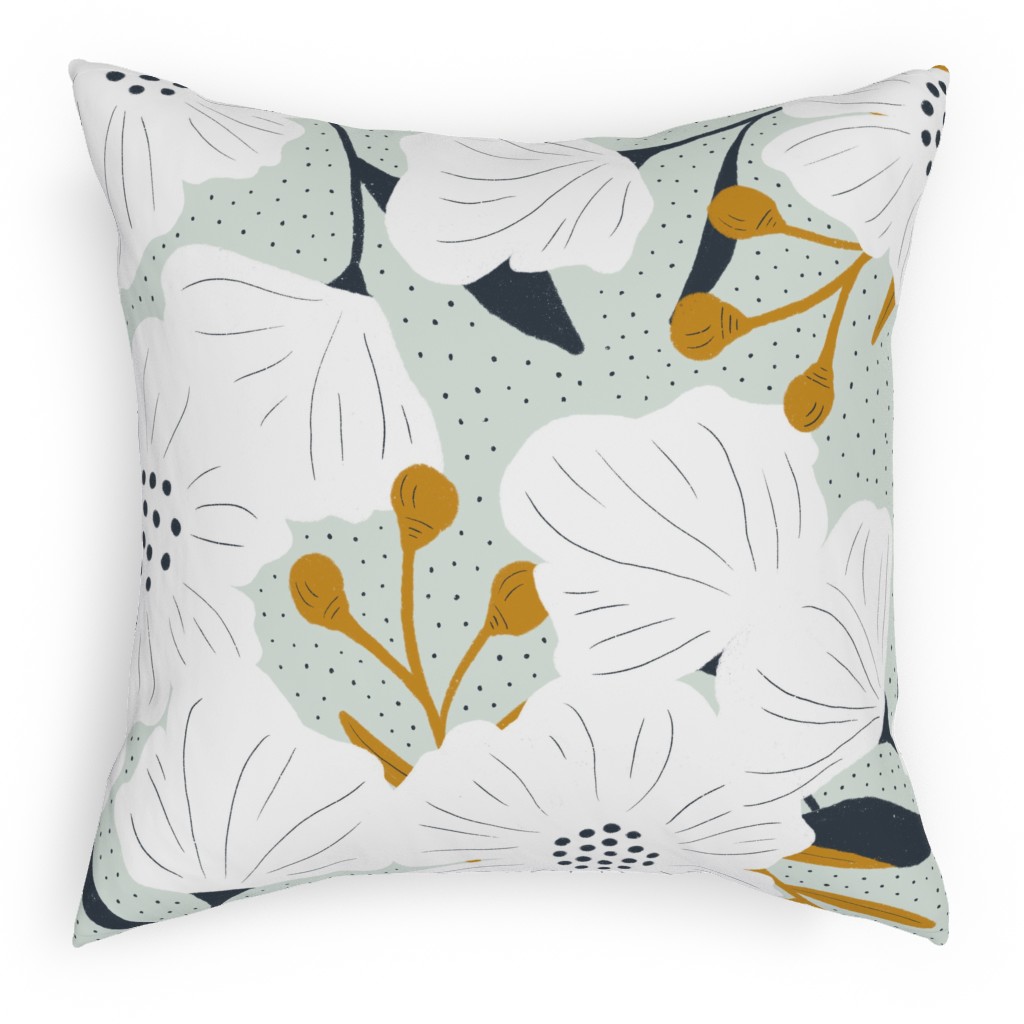 Beulah - Pale Blue Pillow, Woven, Black, 18x18, Single Sided, Blue