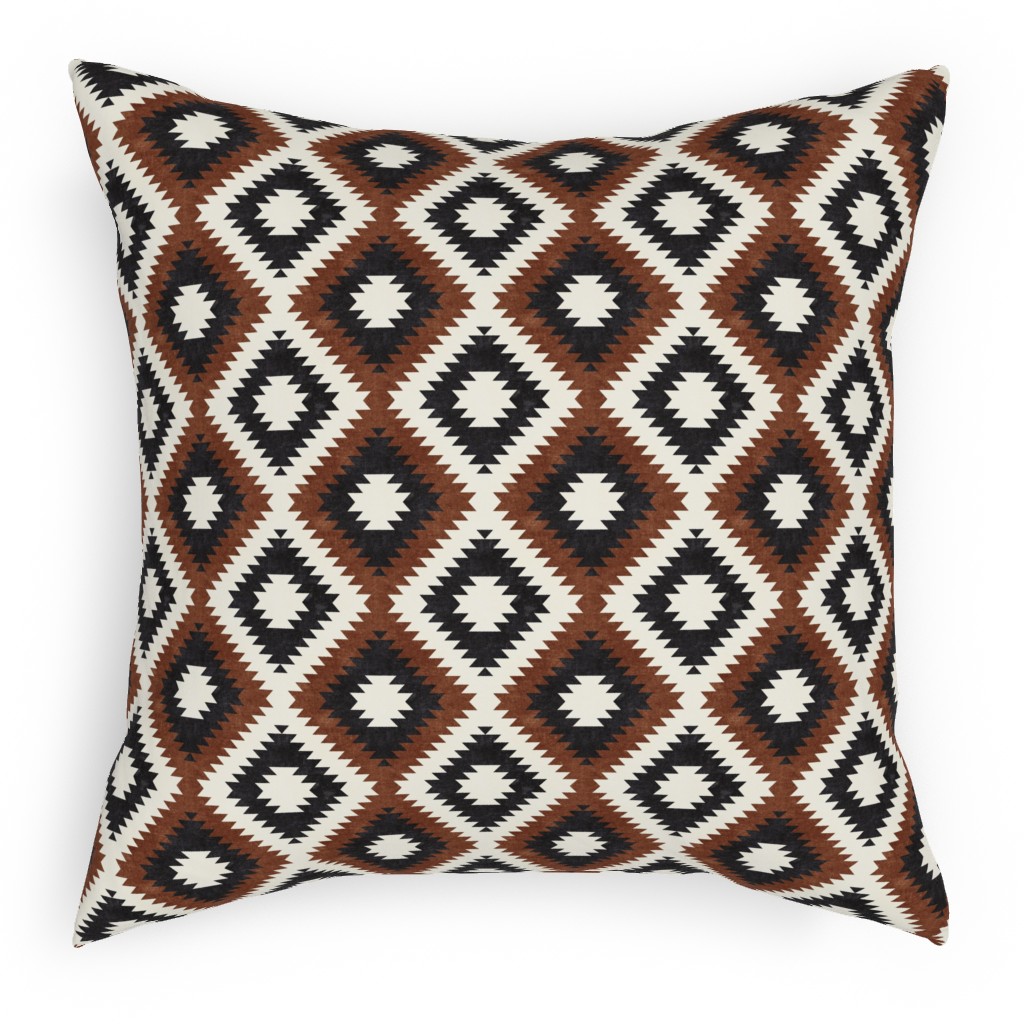 Aztec - Neutrals Pillow, Woven, Black, 18x18, Single Sided, Brown
