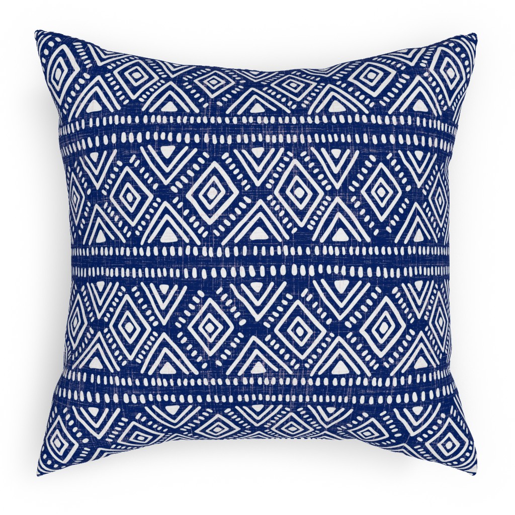 Abstract Diamonds - Navy Pillow, Woven, Black, 18x18, Single Sided, Blue, True Blue