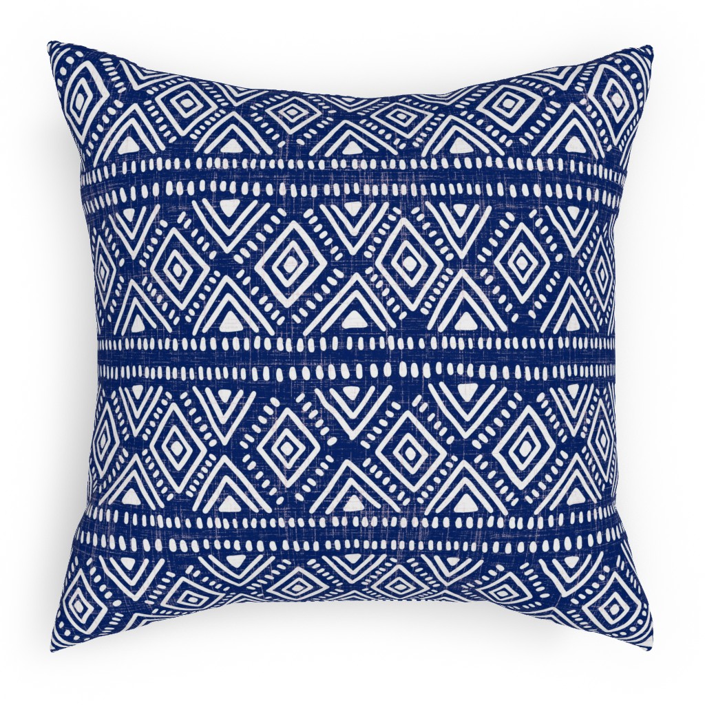 Abstract Diamonds - Navy Pillow, Woven, Black, 18x18, Single Sided, Blue