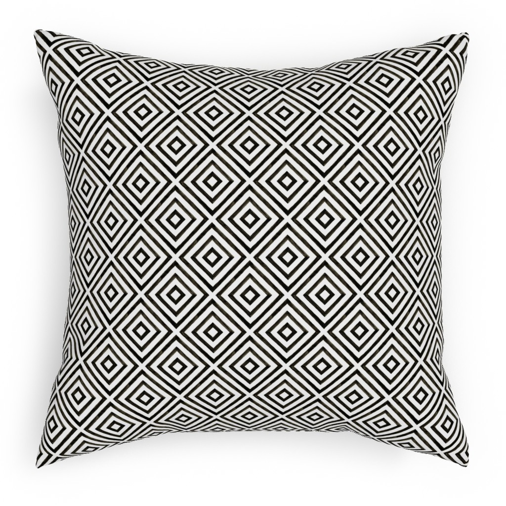Diamond Pattern - Black and White Pillow, Woven, Black, 18x18, Single Sided, Black, Black