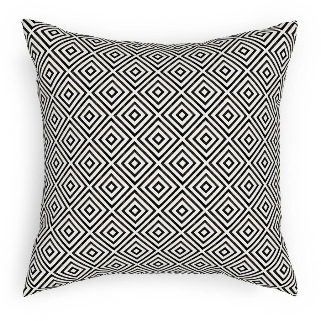 Diamond Pattern - Black and White Pillow, Woven, Black, 18x18, Single Sided, Black