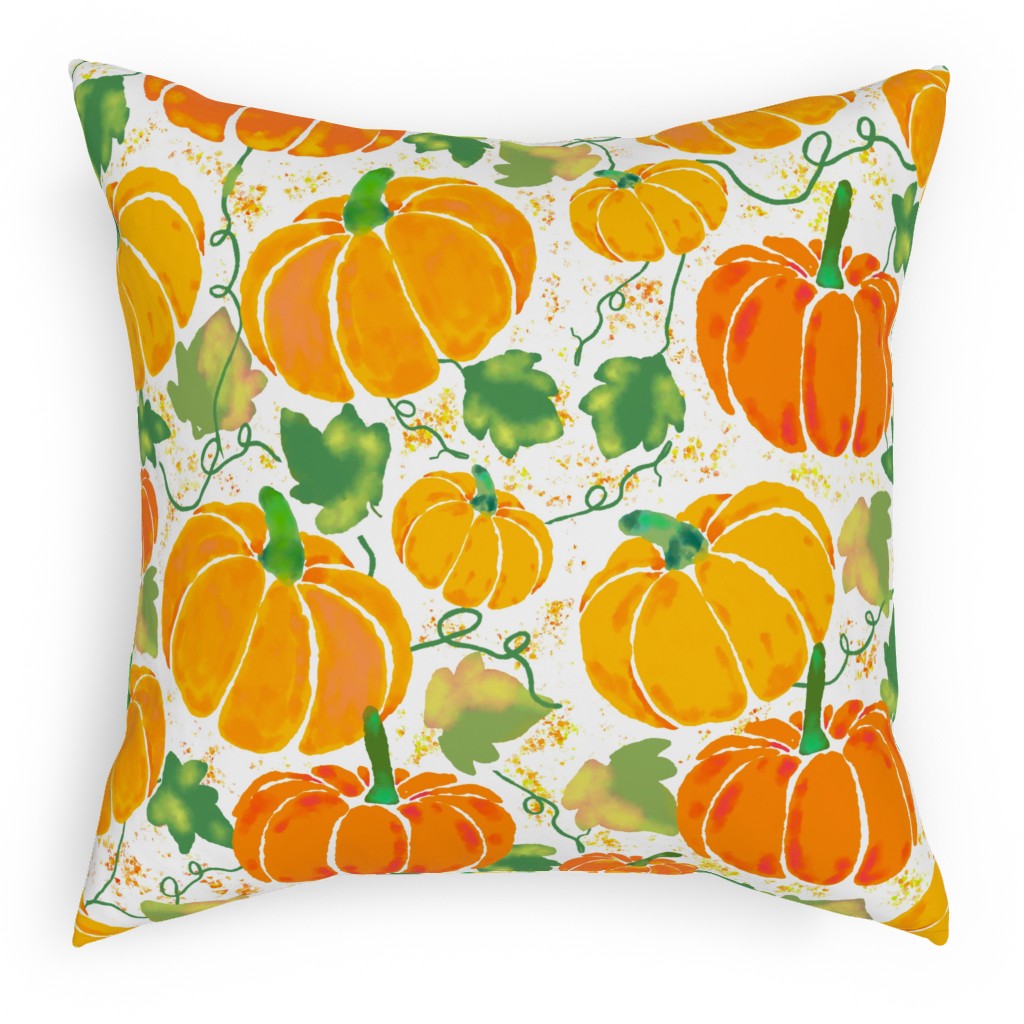 Pumpkin Dance Pillow, Woven, Black, 18x18, Single Sided, Orange, Orange