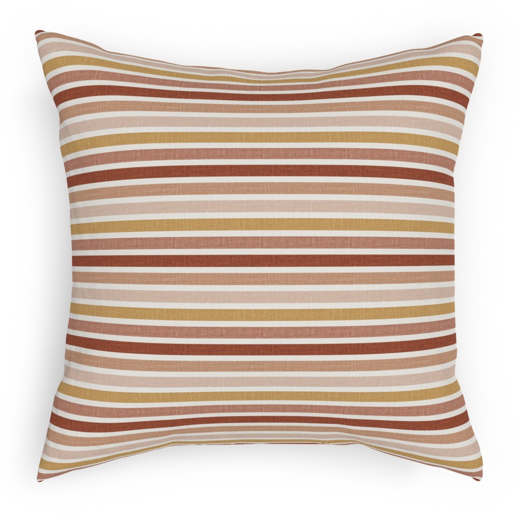 Retro Stripes - Pink on Faux Linen Pillow, Woven, Black, 18x18, Single Sided, Pink