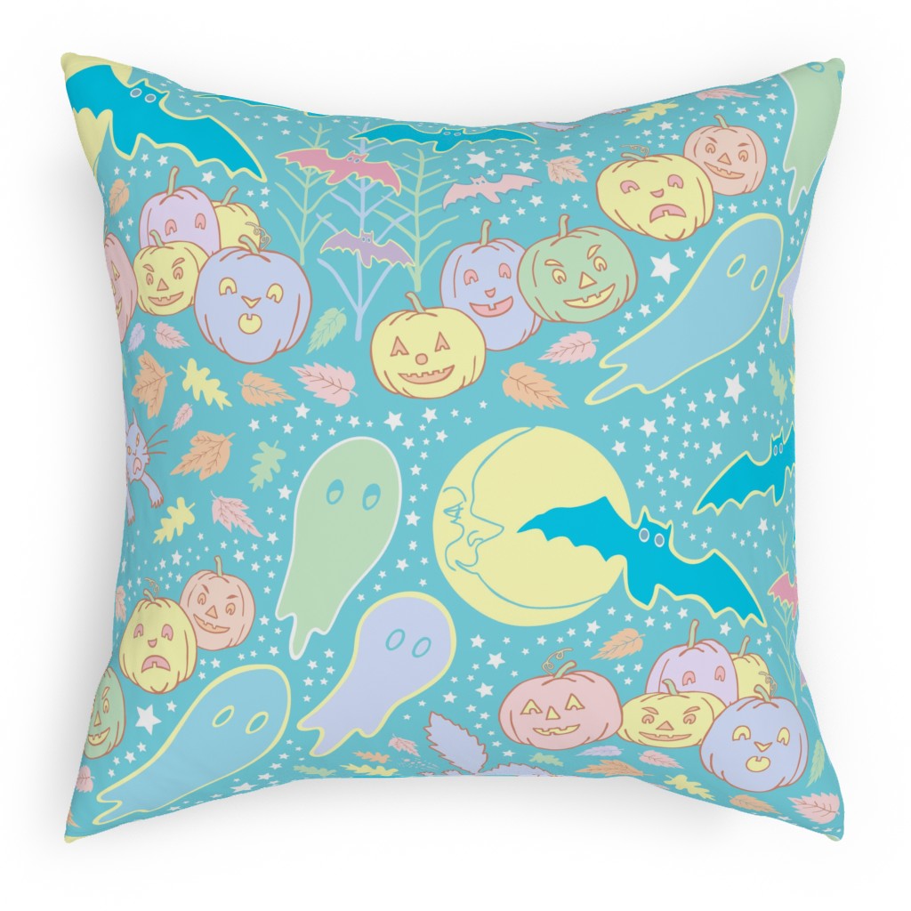 a Pastel Halloween Pillow, Woven, Black, 18x18, Single Sided, Multicolor