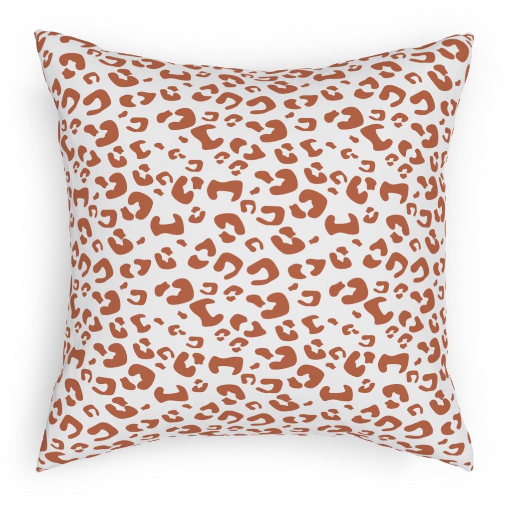 Leopard Print - Terracotta Pillow, Woven, Black, 18x18, Single Sided, Brown